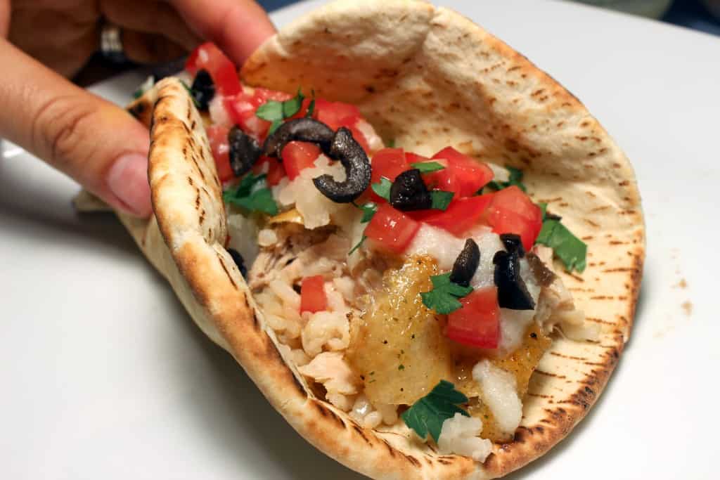Armenian Garlic Rotisserie Chicken Pita Tacos 