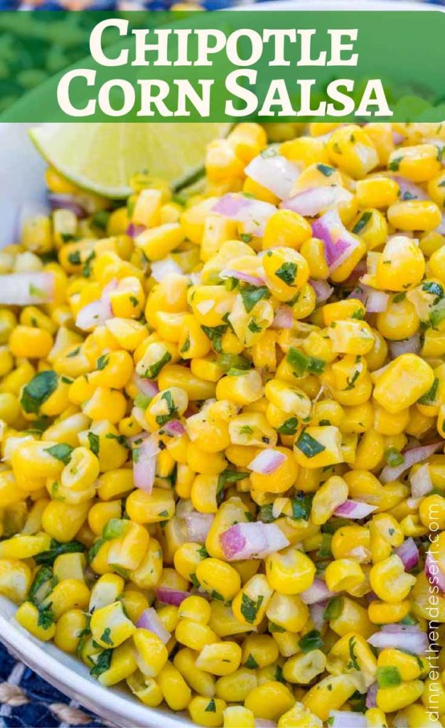 Chipotle Corn Salsa Copycat with lime, jalapeno and red onion is so easy!