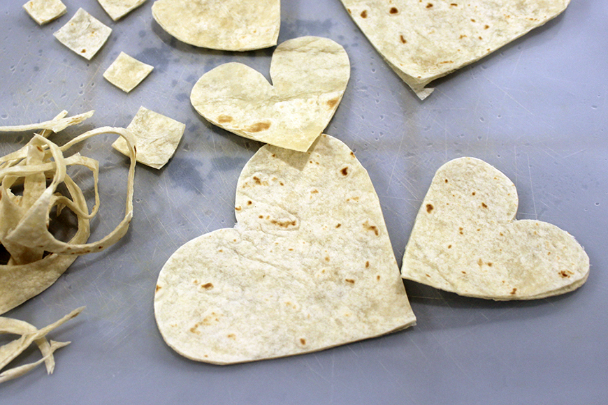 Cut Tortilla Hearts