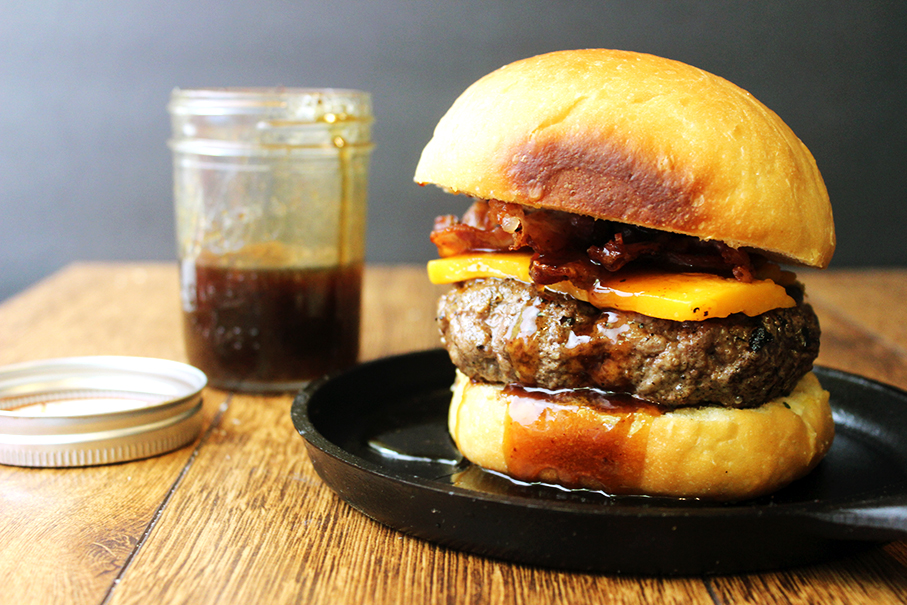 Jack Daniel's sticky, sweet & spicy sauce on a delicious bacon cheeseburger. Can it get any better?