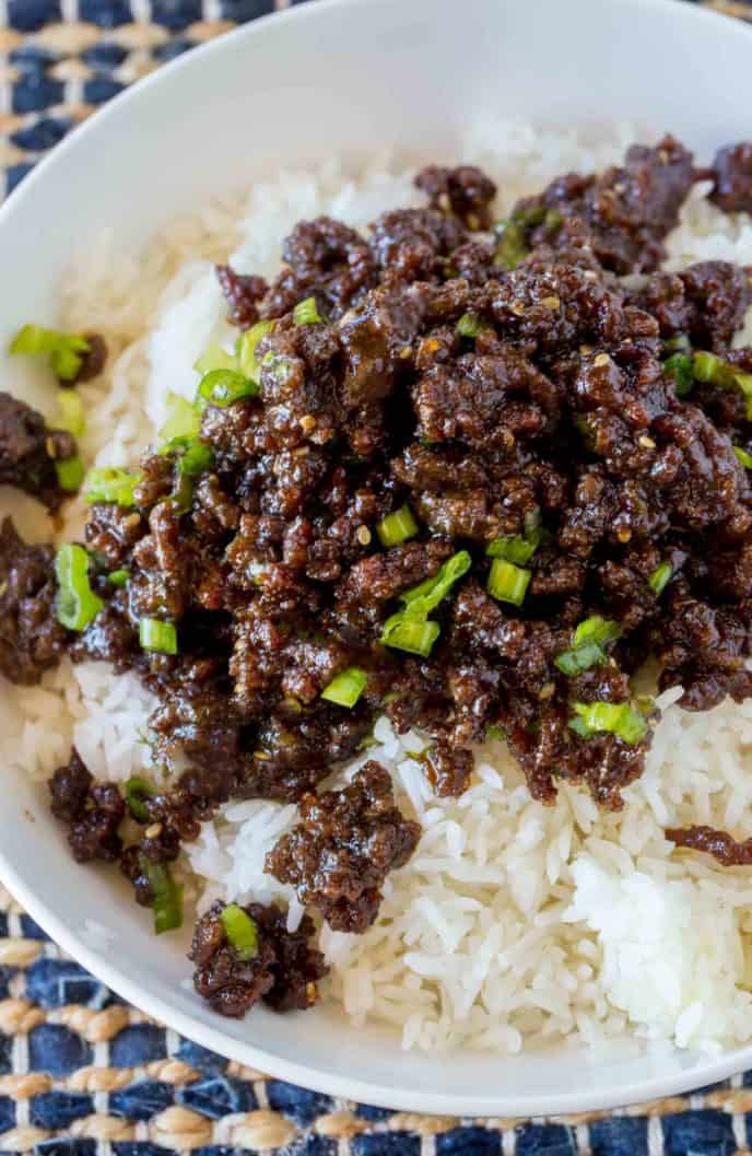 Korean ground beef on rice