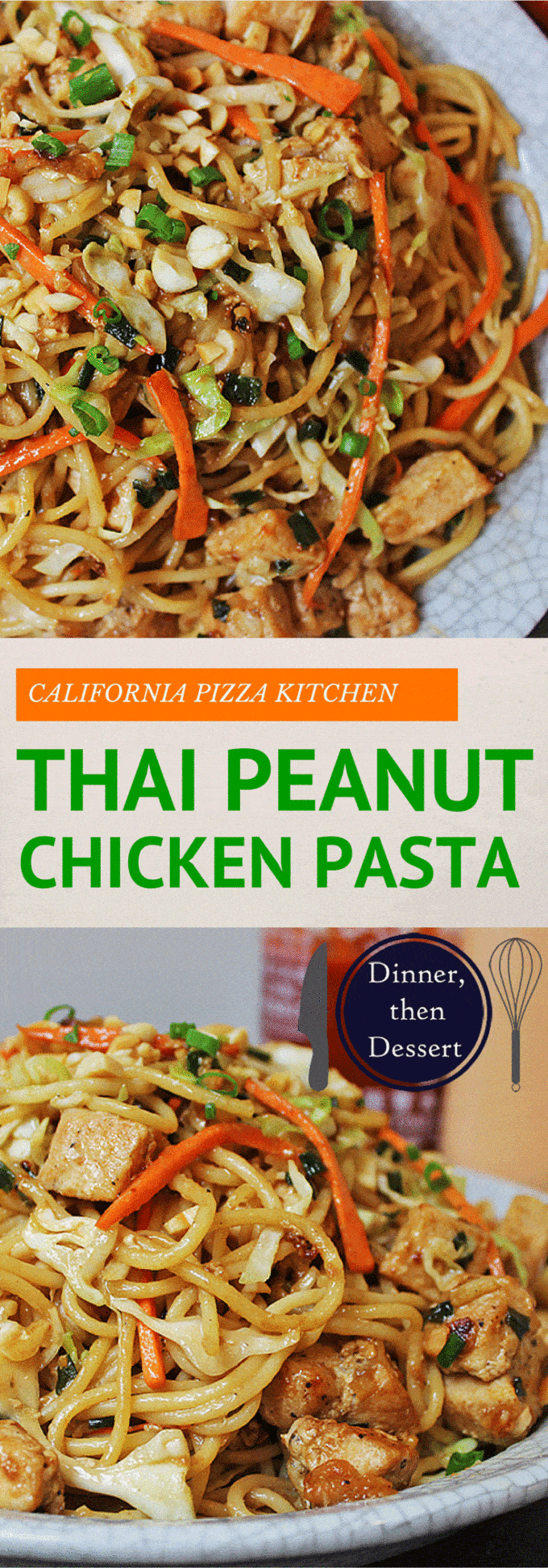 California Pizza Kitchen Copycat Thai Chicken Pasta is full of chicken, vegetables, and a honey-peanut sauce full of umami. Easy to make at home, put the take-out menus away!