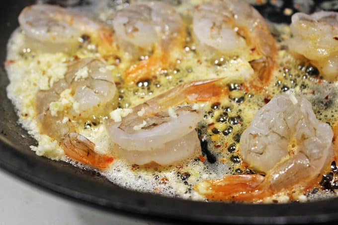Cooking Shrimp for Shrimp Scampi Pasta 