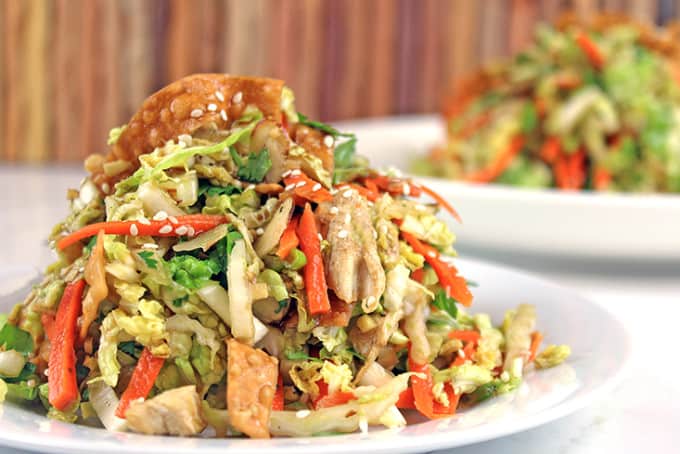 Chinese Chicken Salad heaped on plate