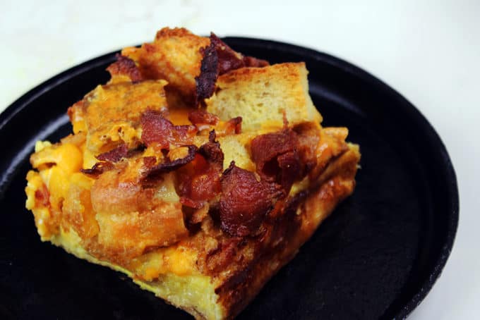 baked egg casserole with bacon and cheese