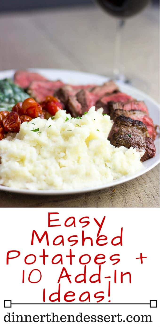 The perfect mashed potatoes to serve alongside your steak, ham or turkey in the holiday season and it makes enough for a crowd! Easily halved for smaller meals, this recipe is simple and open to your favorite add ins!