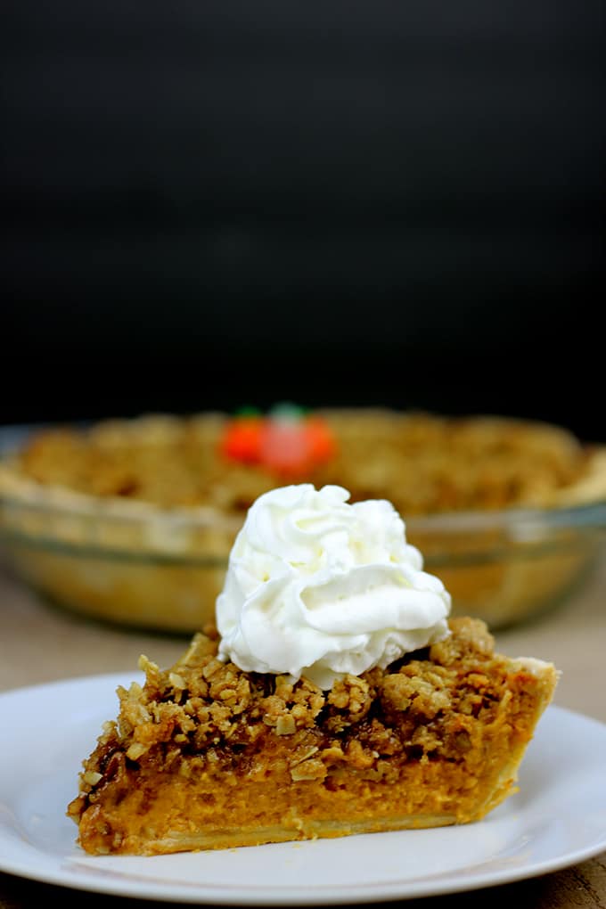 The only pie you'll need on your Thanksgiving dessert table, delicious Pumpkin pie with dark brown sugar topped with a Rich Pecan Streusel topping. Who says you need to choose pumpkin OR pecan pie?