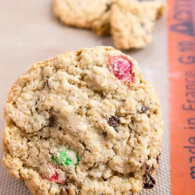 These Chewy Oatmeal Raisin M&M Cookies are full of oats, raisins, M&Ms, brown sugar (this makes them super moist and chewy) and they stay fresh covered for a week...if they last that long!