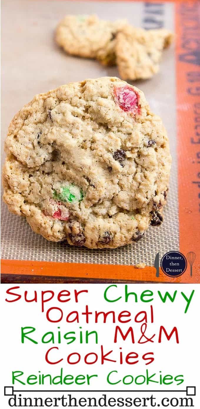 Super Chewy Oatmeal Raisin M&M Cookies are full of oats, raisins, M&Ms, brown sugar (this makes them super moist and chewy) and they stay fresh covered for a week...if they last that long!