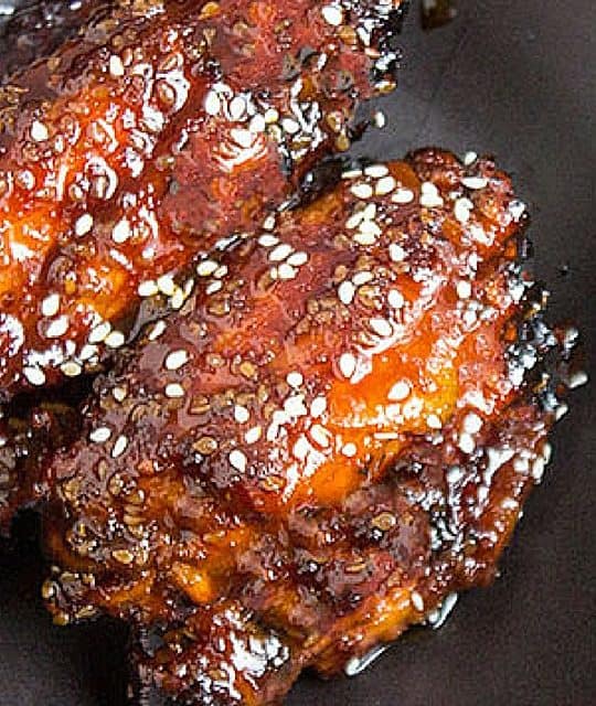 Sticky Asian wing sauce with sesame seeds