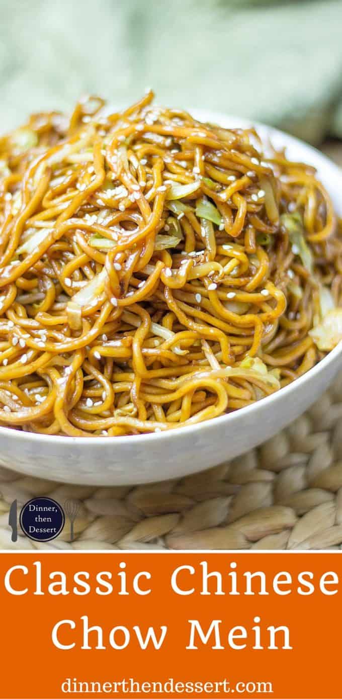 Classic Chinese Chow Mein with authentic ingredients and easy ingredient swaps to make this a pantry meal in a pinch!