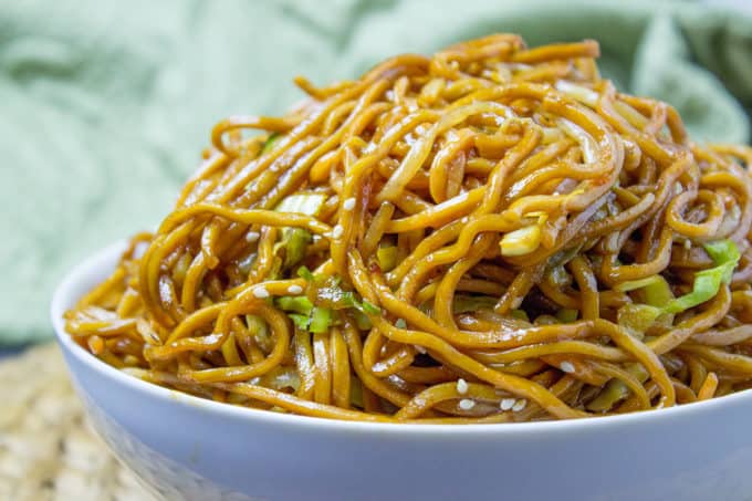 Classic Chinese Chow Mein with authentic ingredients and easy ingredient swaps to make this a pantry meal in a pinch! 