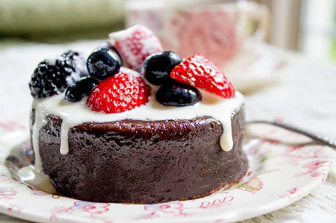 Flourless Mocha Cake with Creme Anglaise will leave your guests thinking it came from a bakery or restaurant. Dense mocha cake with vanilla cream is like the best coffee and cream dessert you've ever had.