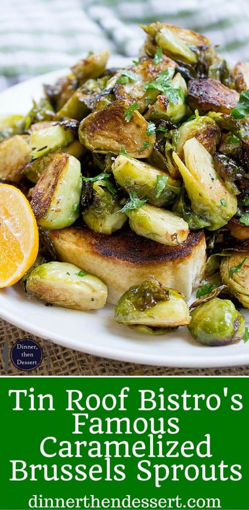 Tin Roof Bistro Brussels Sprouts are caramelized and tossed in a lemony caper butter sauce. The most popular item on the menu will make anyone a fan!