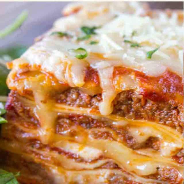 four cheese and meat lasagna