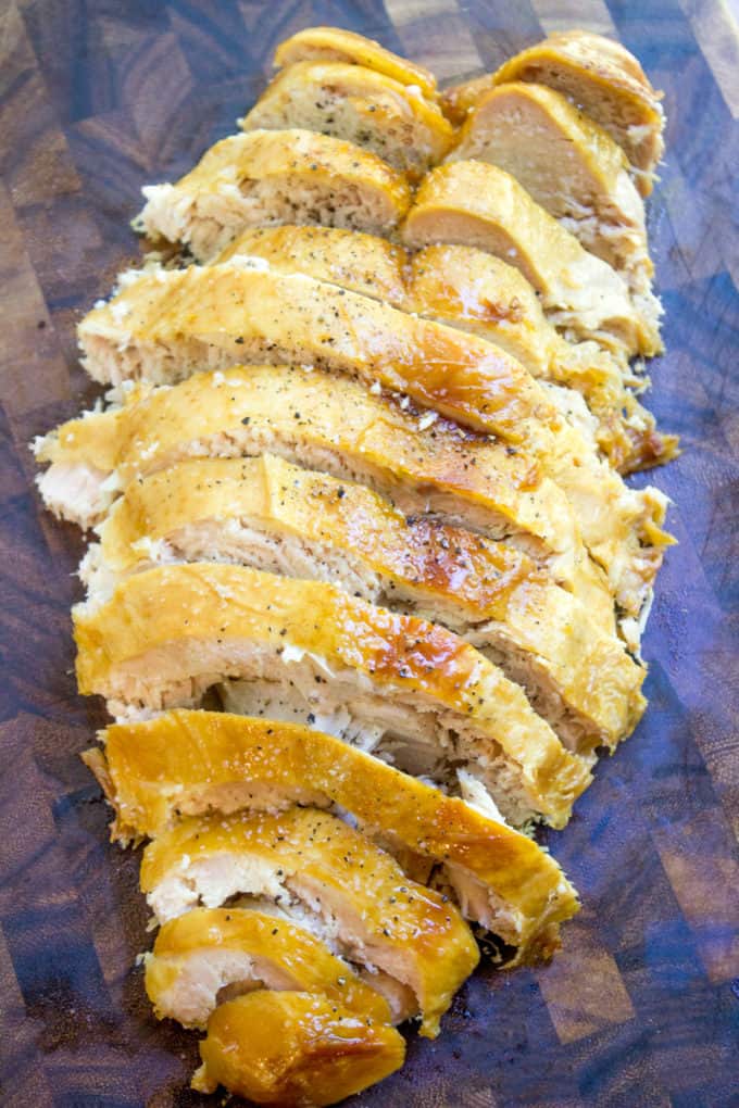 Crispy Slow Cooker Turkey Breast takes all the effort and guesswork out of preparing healthy turkey breast and is perfect sliced thinly in sandwiches. Never pay for turkey deli meat again!