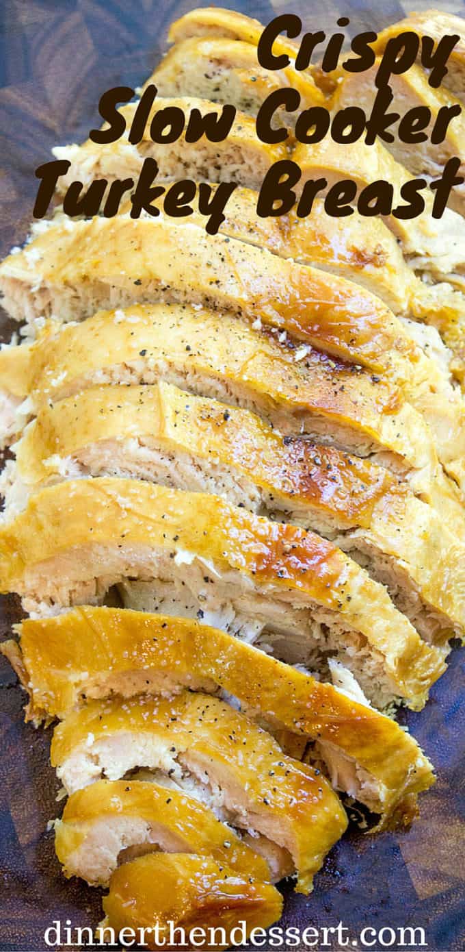 Crispy Slow Cooker Turkey Breast takes all the effort and guesswork out of preparing healthy turkey breast and is perfect sliced thinly in sandwiches. Never pay for turkey deli meat again!