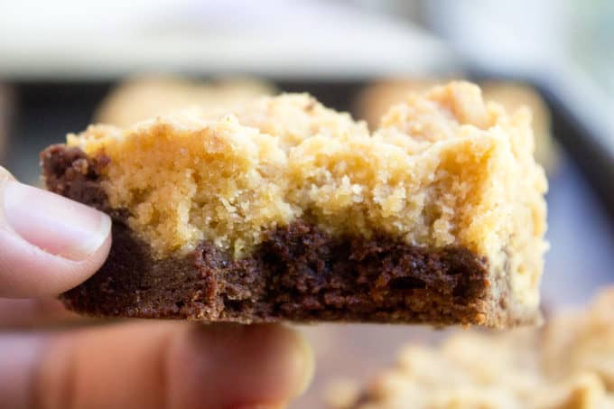 Peanut Butter Chocolate Brookies are an indulgent combo of rich Peanut Butter Cookies and chocolate brownies for the perfect chocolate peanut butter bite!