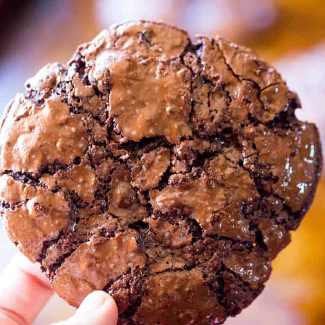 Flourless Chocolate Chewy Cookies are crispy and chewy with a fudgy center that take just a few minutes to make and taste like they came from a bakery!