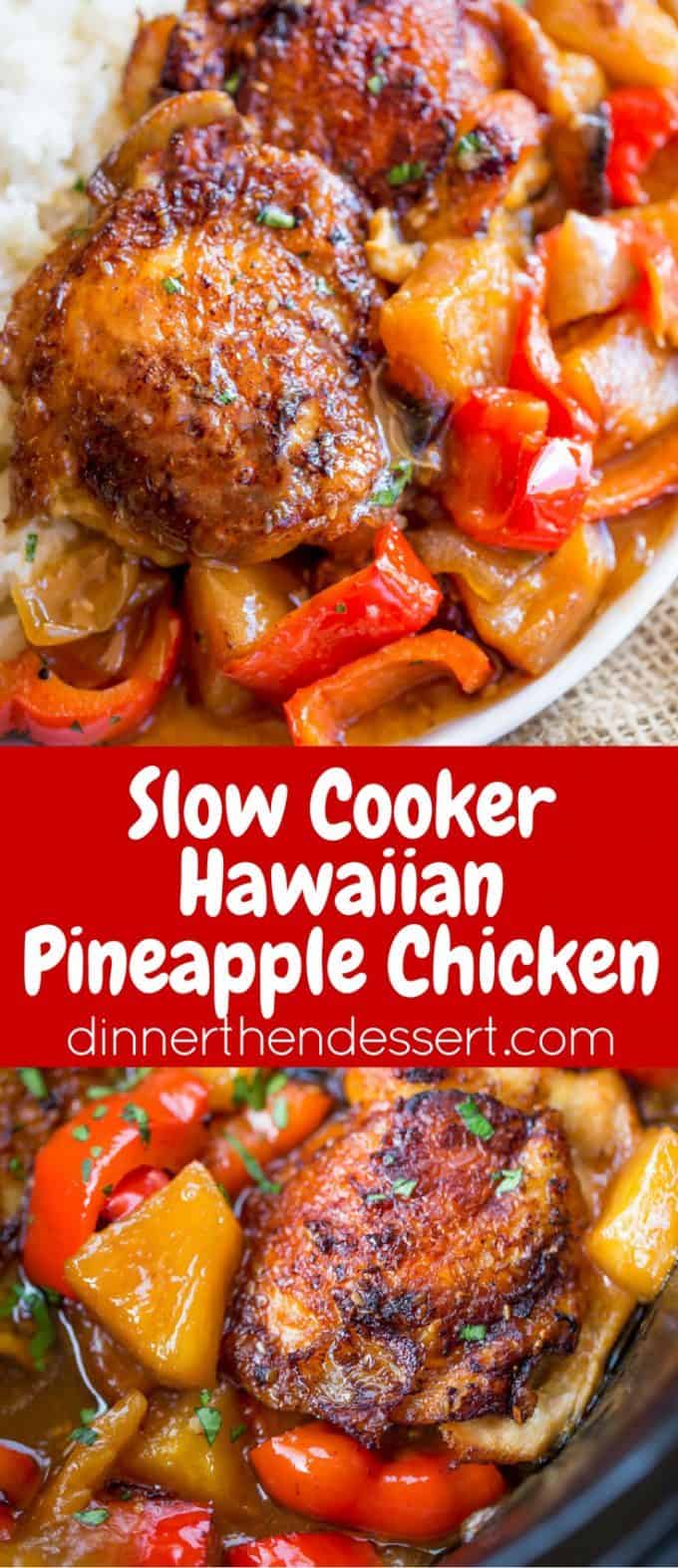 Slow Cooker Hawaiian Pineapple Chicken collage