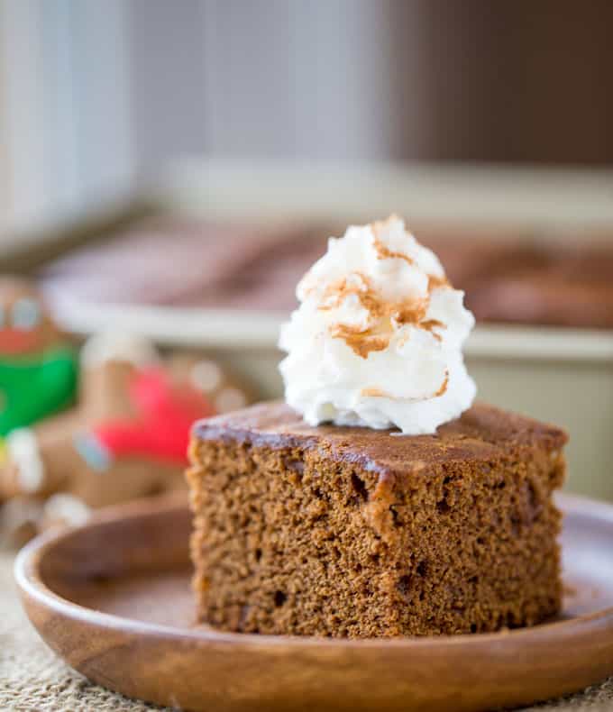 Classic Gingerbread Cake with a rich molasses, cinnamon and ginger flavor is fuss free and the perfect holiday breakfast. Also works great as part of your dessert table.