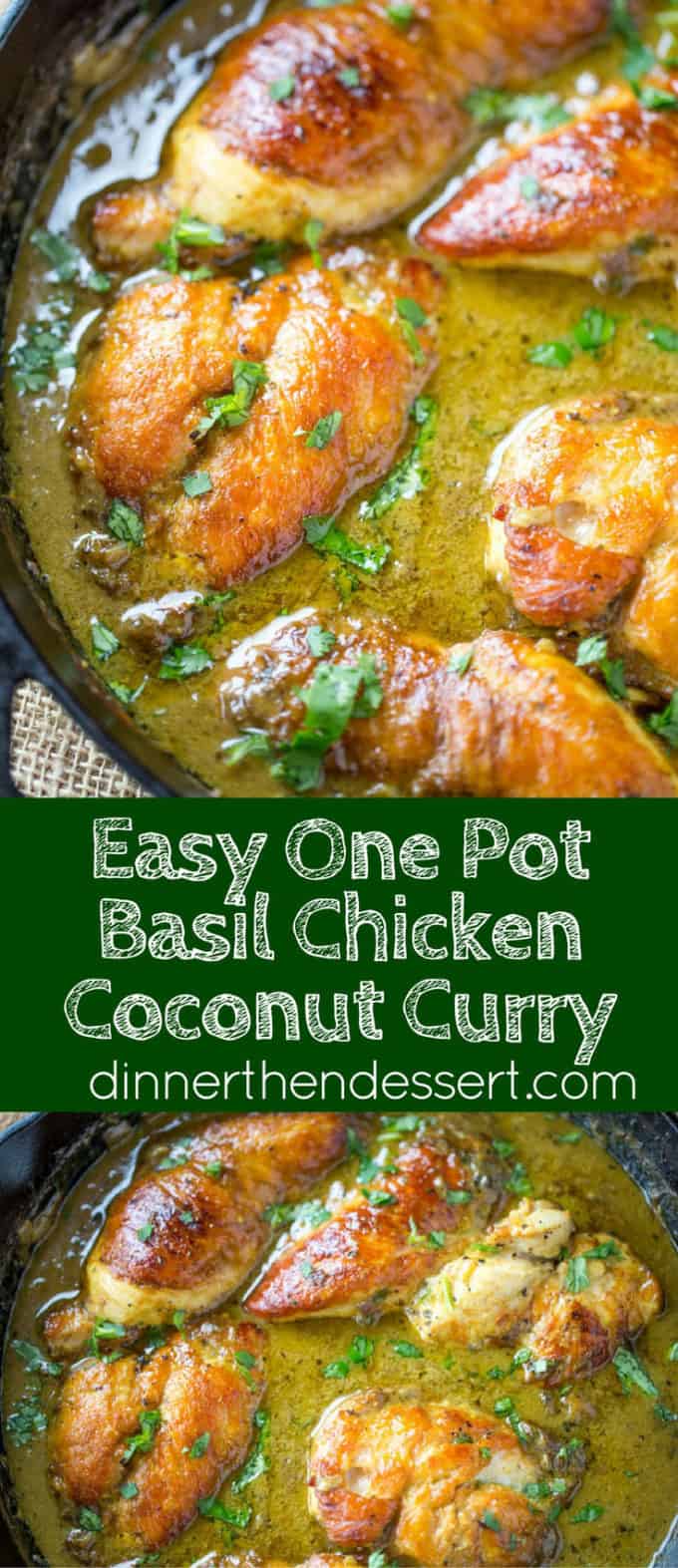 One Pot Basil Chicken Coconut Curry collage