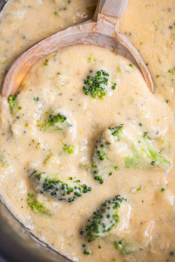 broccoli cheese soup made in a slow cooker