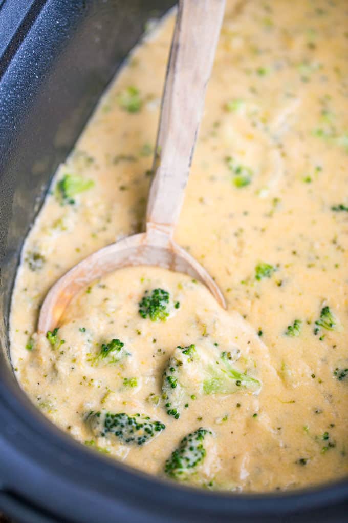 broccoli cheese soup made in the slow cooker