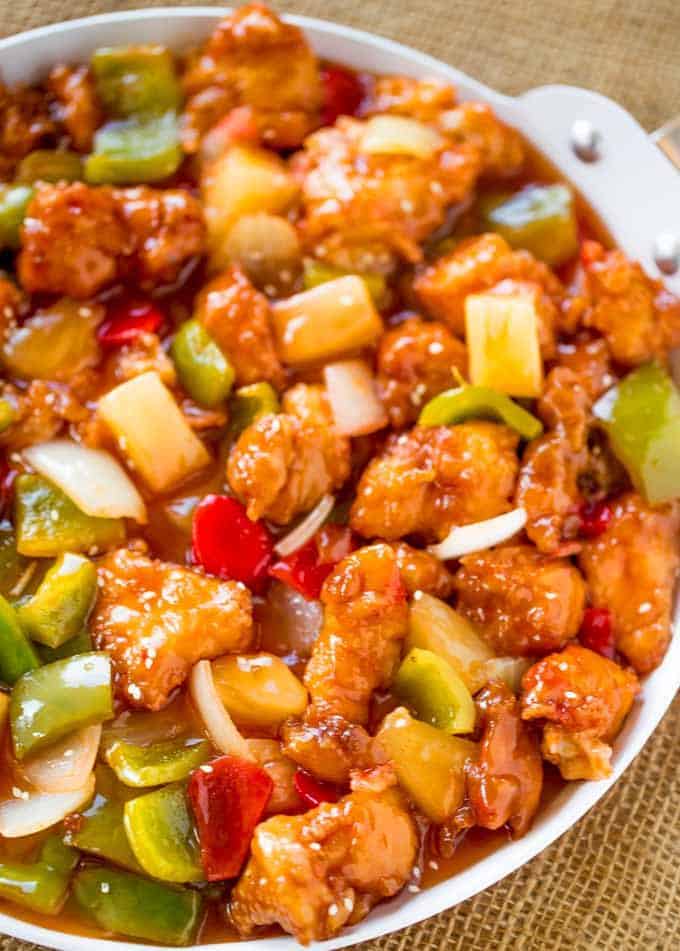 Sweet and Sour Chicken dish ready to serve