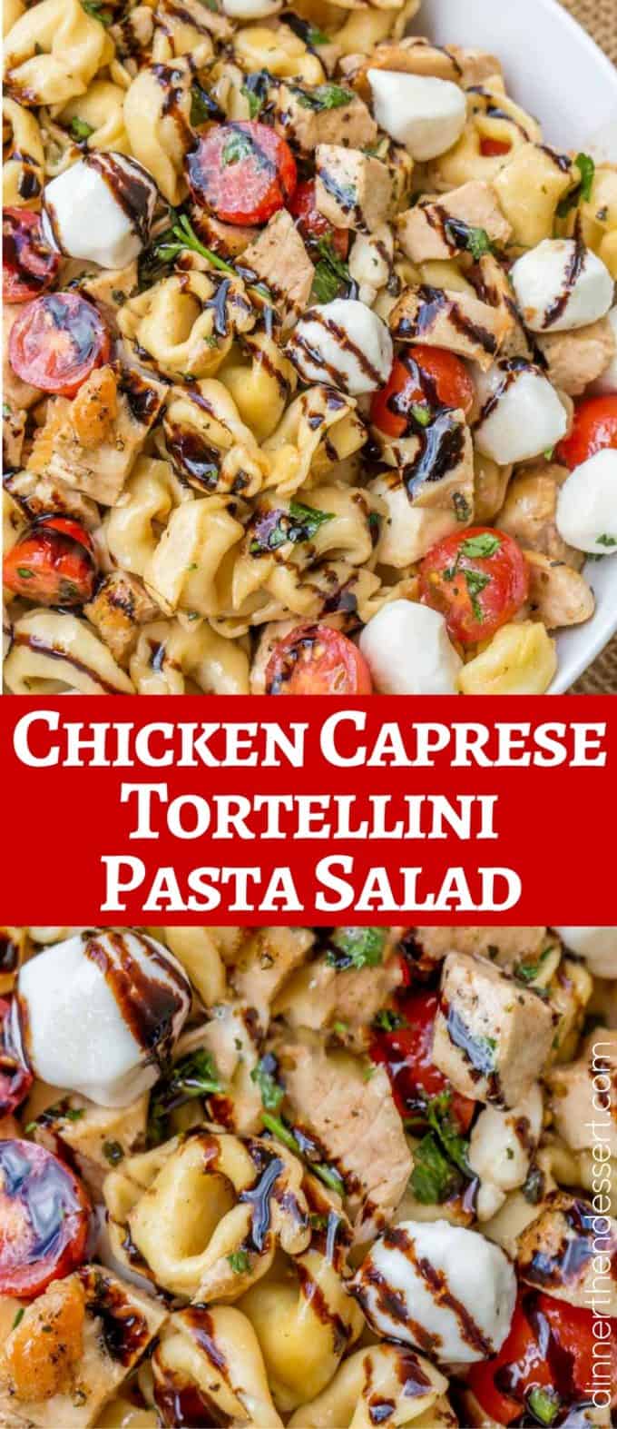 We LOVED this Chicken Caprese Tortellini Salad! With a homemade balsamic glaze and balsamic dressing.