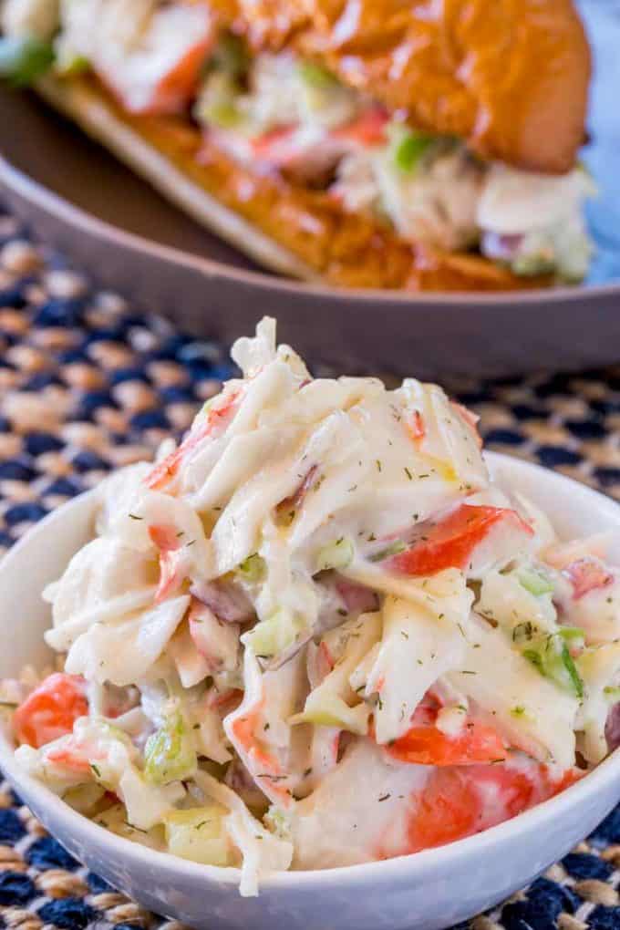 Crab Salad with celery and mayonnaise is a delicious and inexpensive delicious way to enjoy the classic Seafood Salad we all grew up with.