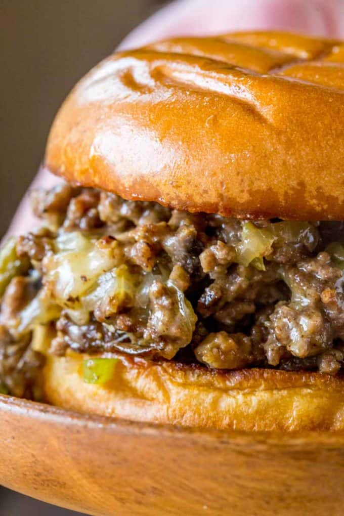 Philly Cheese Steak Sloppy Joes will make you forget your childhood canned sauce memories and make you LOVE sloppy joes again.