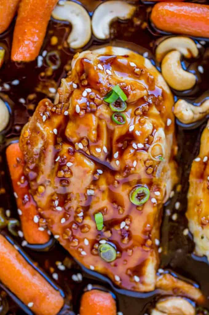 Easy to make Sheet Pan Cashew Chicken tastes like takeout but SO MUCH EASIER!