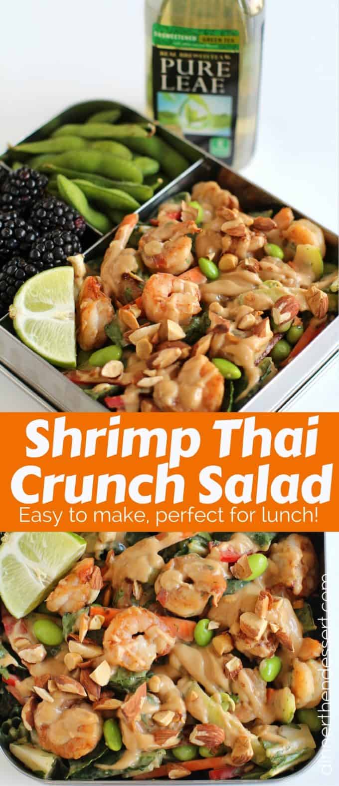 Shrimp Thai Crunch Salad made with a delicious and EASY peanut sesame dressing.
