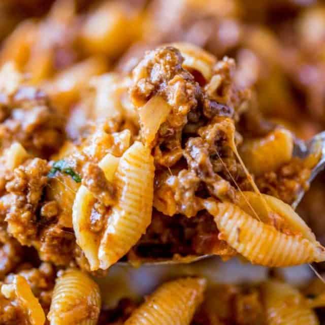 A giant bowl of Cheesy Taco Pasta is the perfect quick dinner with just five ingredients!
