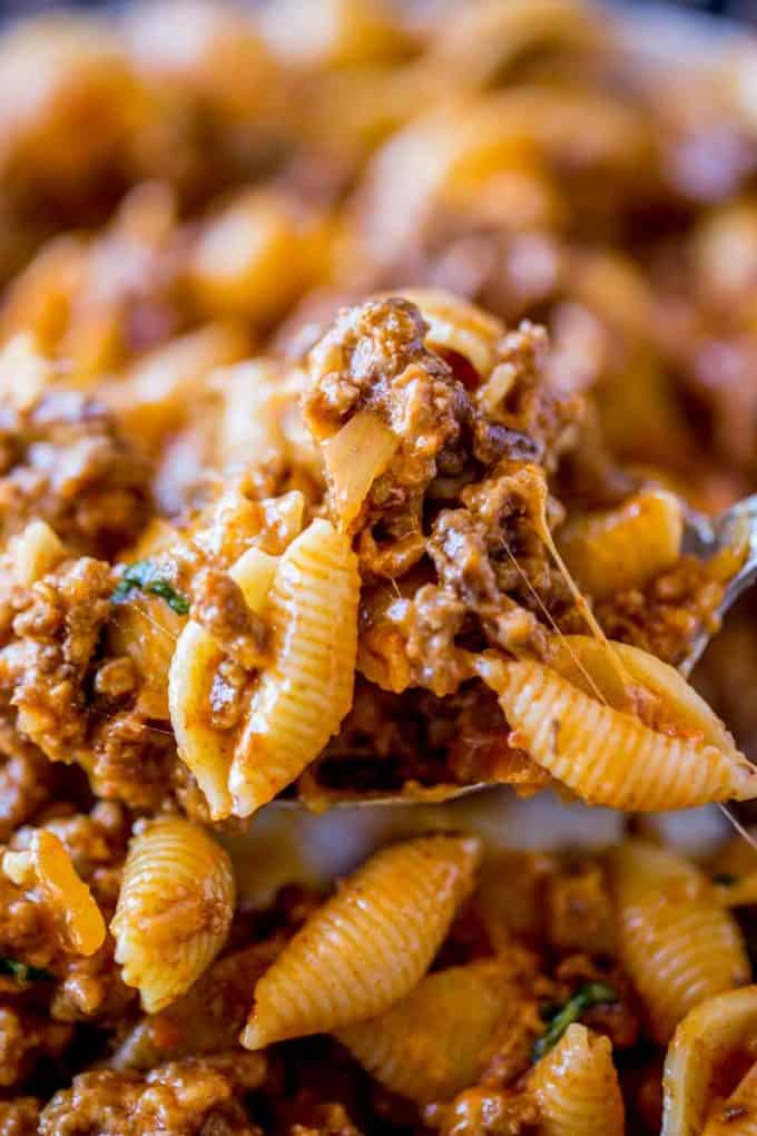 A giant bowl of Cheesy Taco Pasta is the perfect quick dinner with just five ingredients!