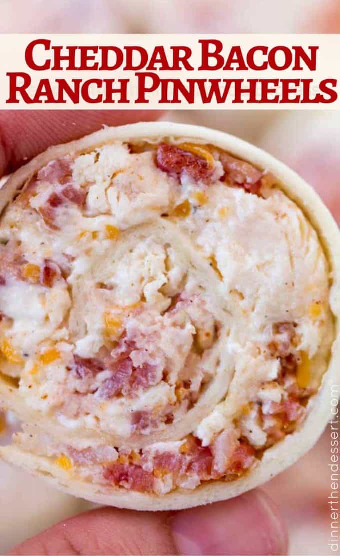 Cheddar Bacon Ranch Pinwheels are the perfect afternoon snack! You'll love them!