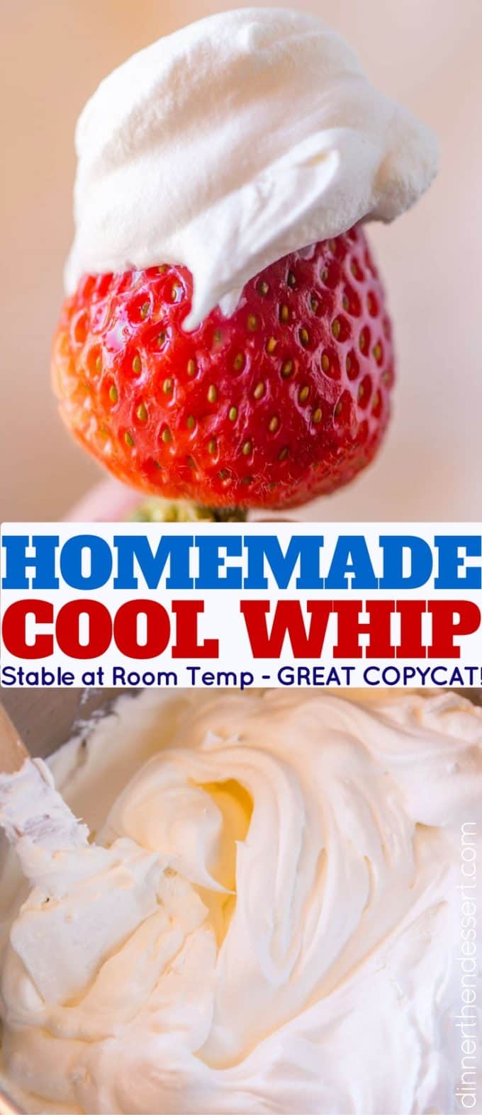 Homemade Cool Whip that is stable and can be frozen and defrosted like the store bought kind but made at home and SO delicious. Perfect for any recipes you're making that ask for Cool Whip!