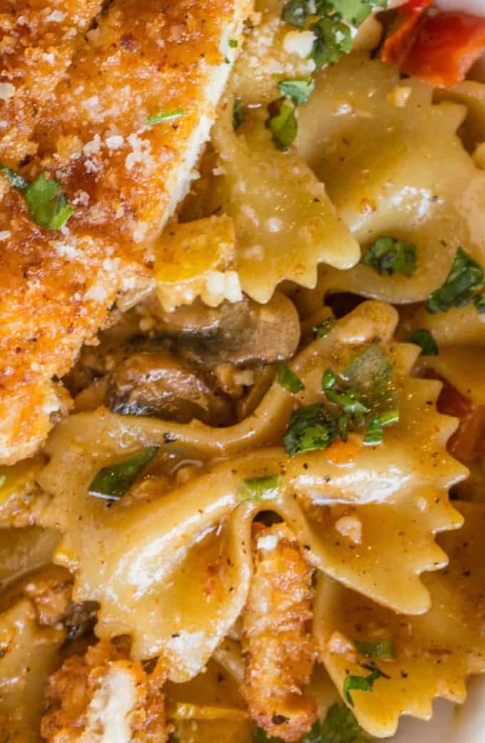 Louisiana Chicken Pasta with crispy Parmesan chicken is the best Cheesecake Factory Copycat ever!