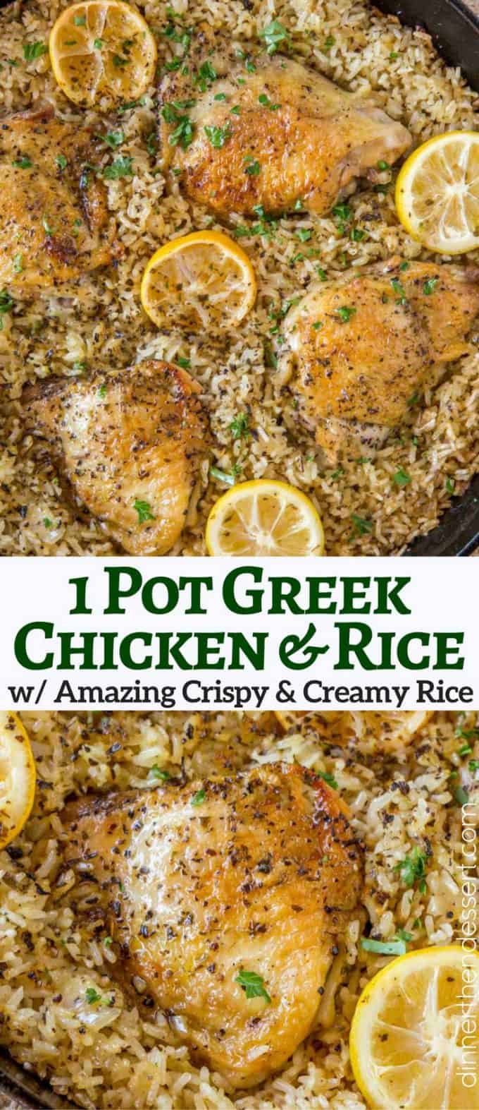 1 pot greek chicken & rice collage