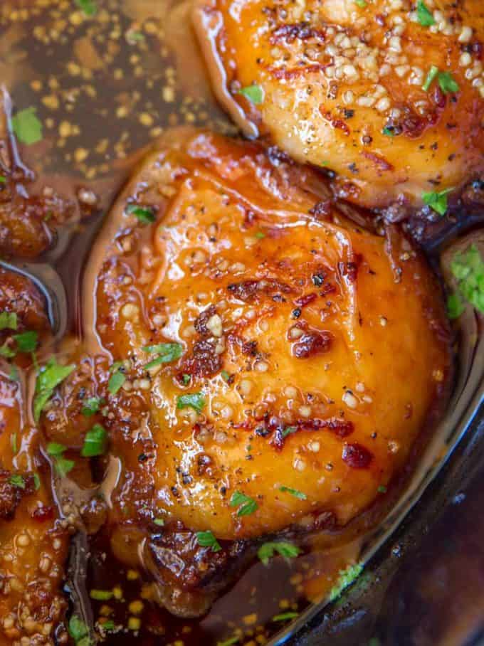 5 Ingredient Slow Cooker Brown Sugar Garlic Chicken is AMAZING and EASY!
