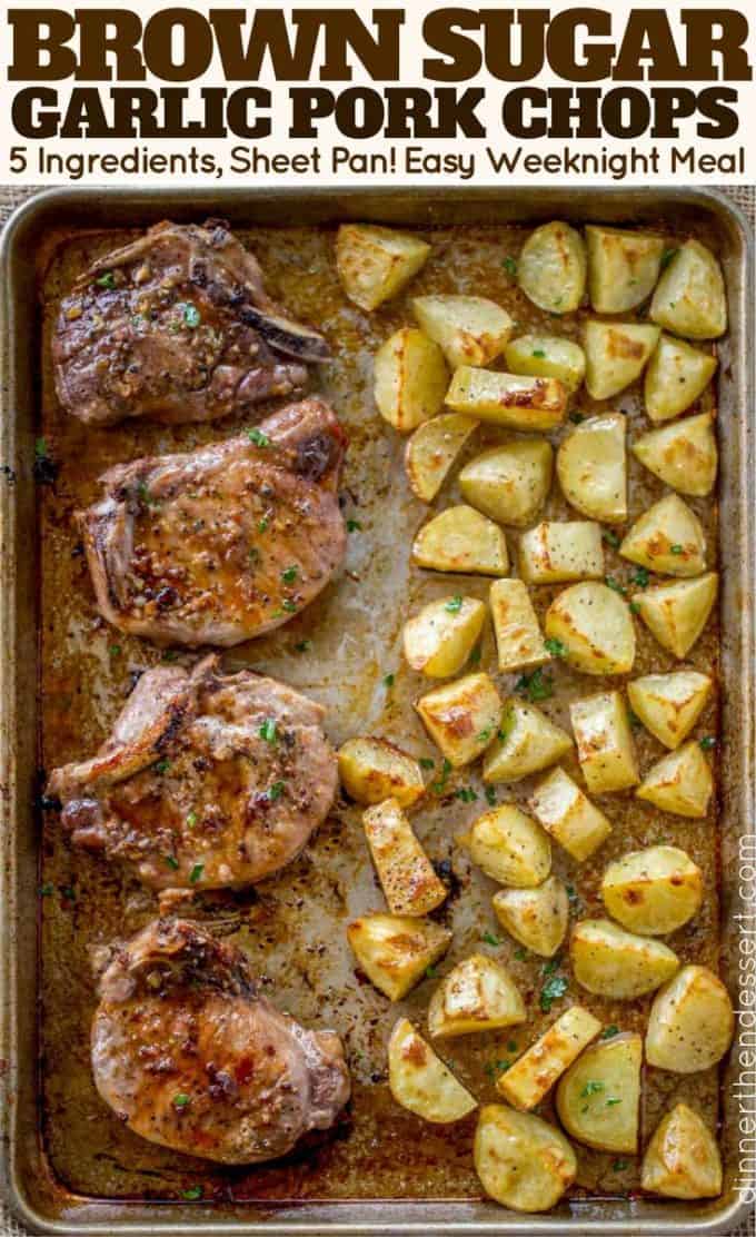 Easy Oven Baked Pork Chops made on a sheet pan in just 5 minutes of prep time!