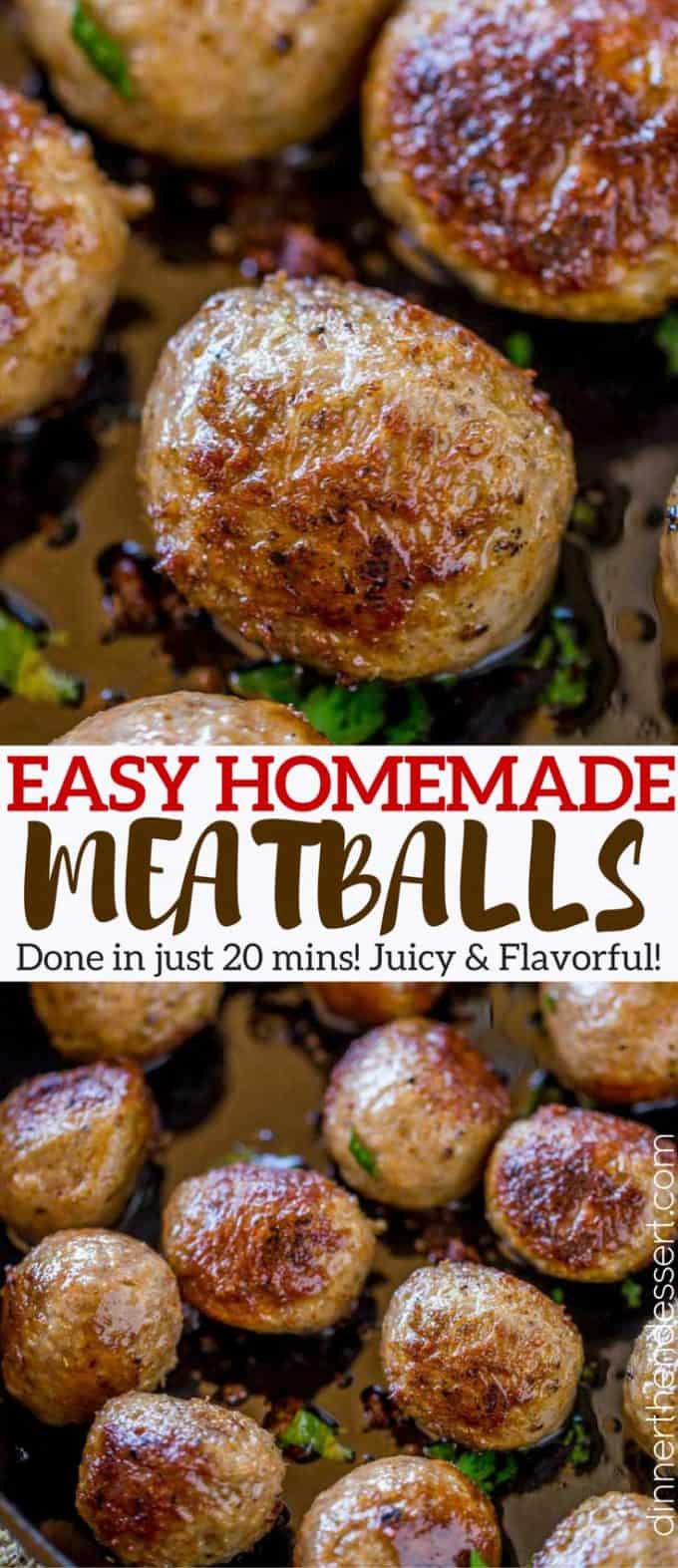 Easy Homemade Meatballs made in just 20 minutes that are moist, crispy on the outside and fluffy on the inside. Perfect for all your meatball recipes, and easy to freeze!