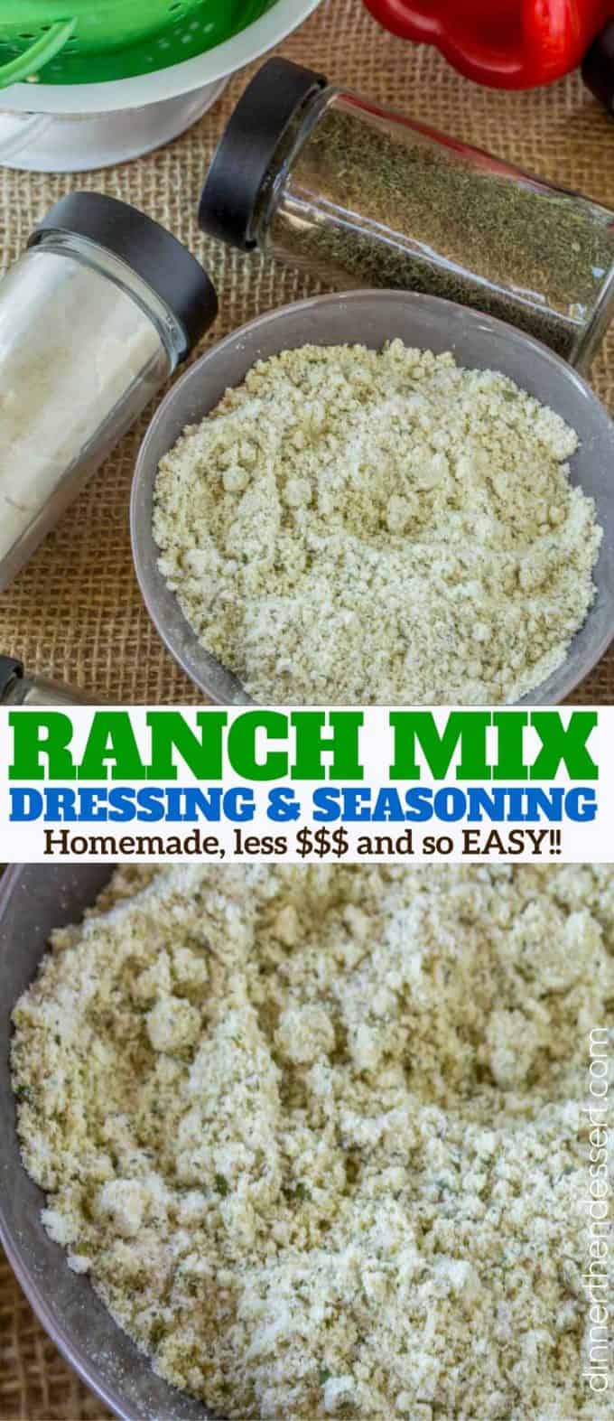 Homemade Ranch Dressing Mix without artificial ingredients and much less sodium! Easy to make and saves money over Hidden Valley Ranch seasoning packets!
