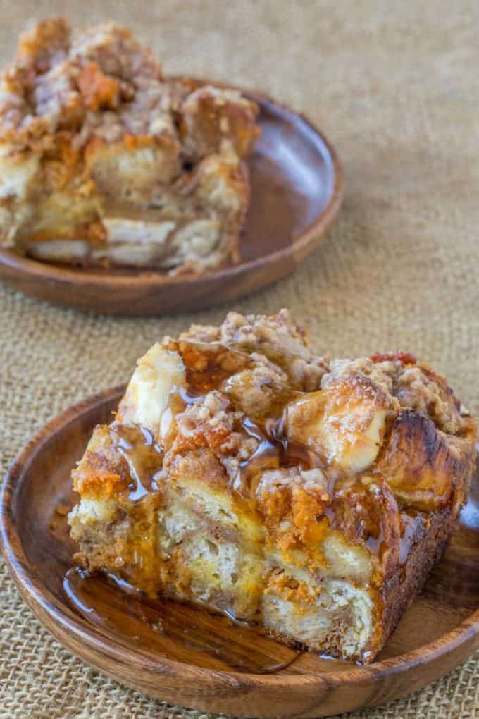 Pumpkin Cream Cheese French Toast Bake is the easiest breakfast casserole ever.