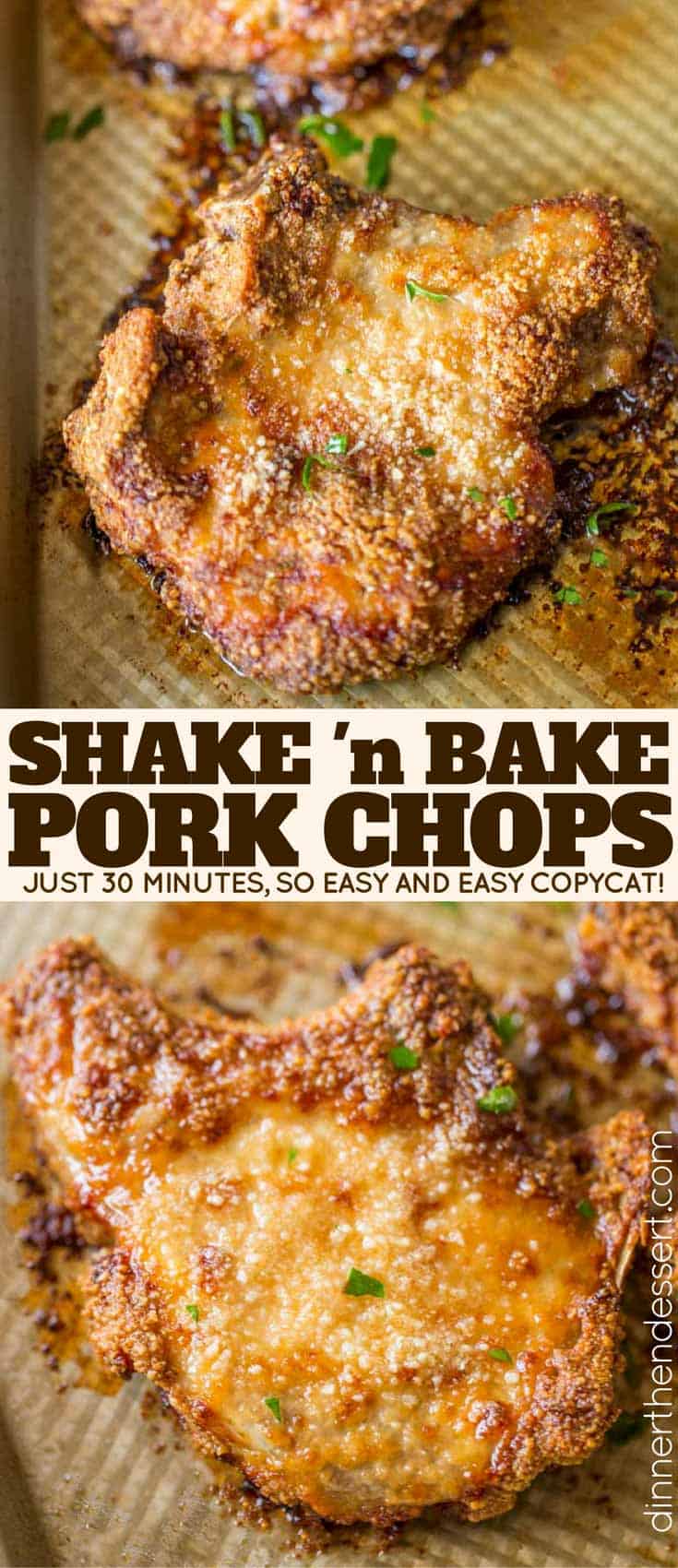 Shake and Bake Pork Chops with homemade shake and bake mix baked on a sheet pan. A perfect homemade natural copycat with dinner done in just 30 minutes. Perfect Shake 'n Bake Copycat!