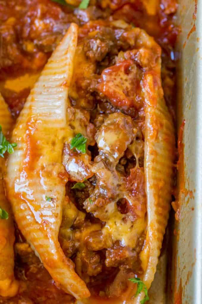 5 Ingredient Cheesy Taco Stuffed Shells are an easy weeknight meal!