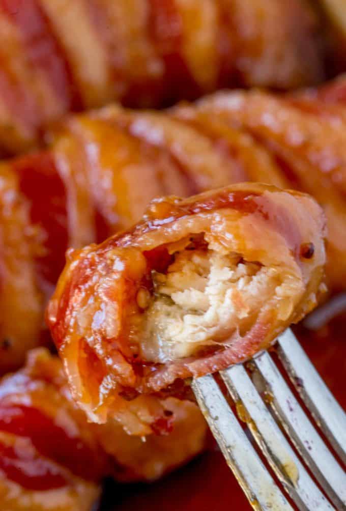 Crispy, sweet, sticky and BACON. Bacon Brown Sugar Chicken Tenders