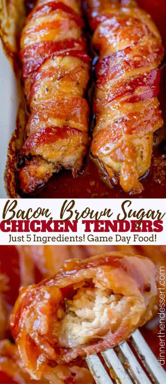 The perfect treat for your game day parties! Brown Sugar Bacon Chicken Tenders!