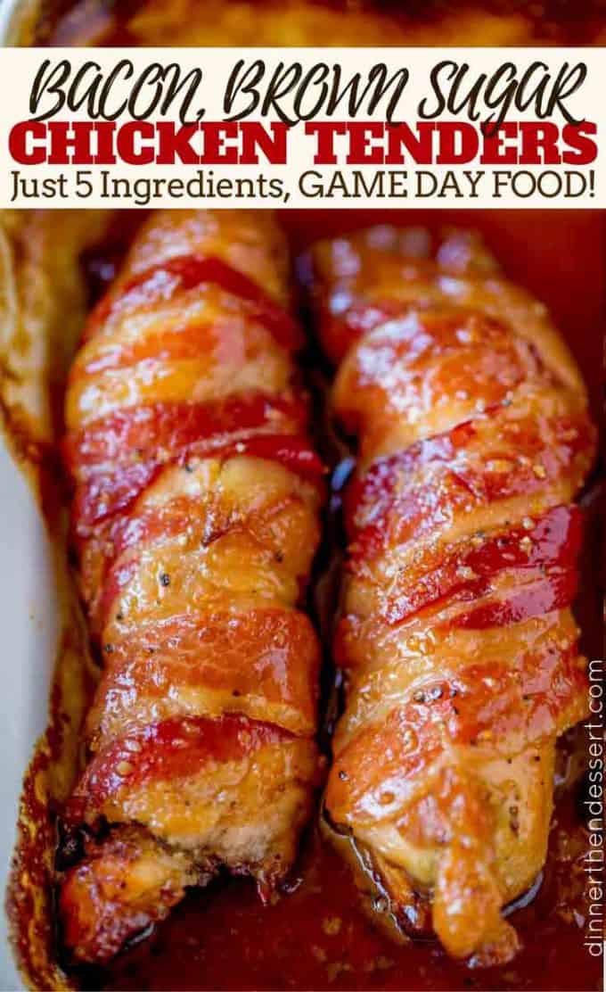 Crispy, sweet, sticky and BACON. Bacon Brown Sugar Chicken Tenders